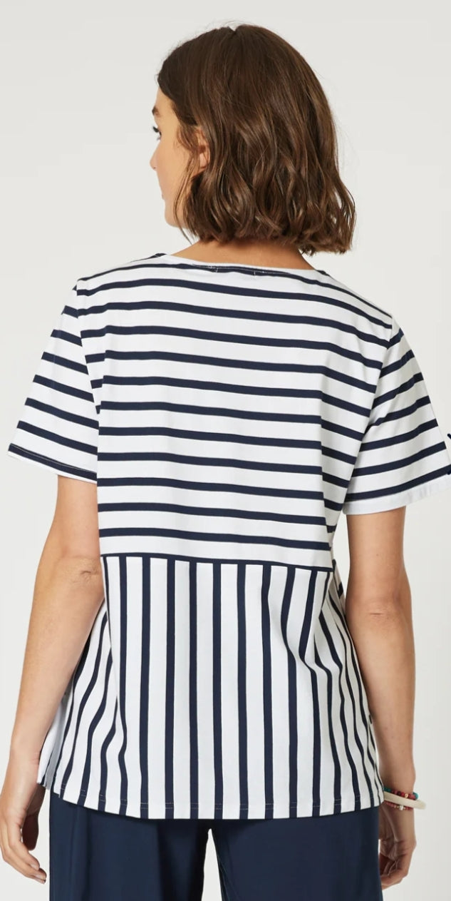 Clarity stripe spliced tee