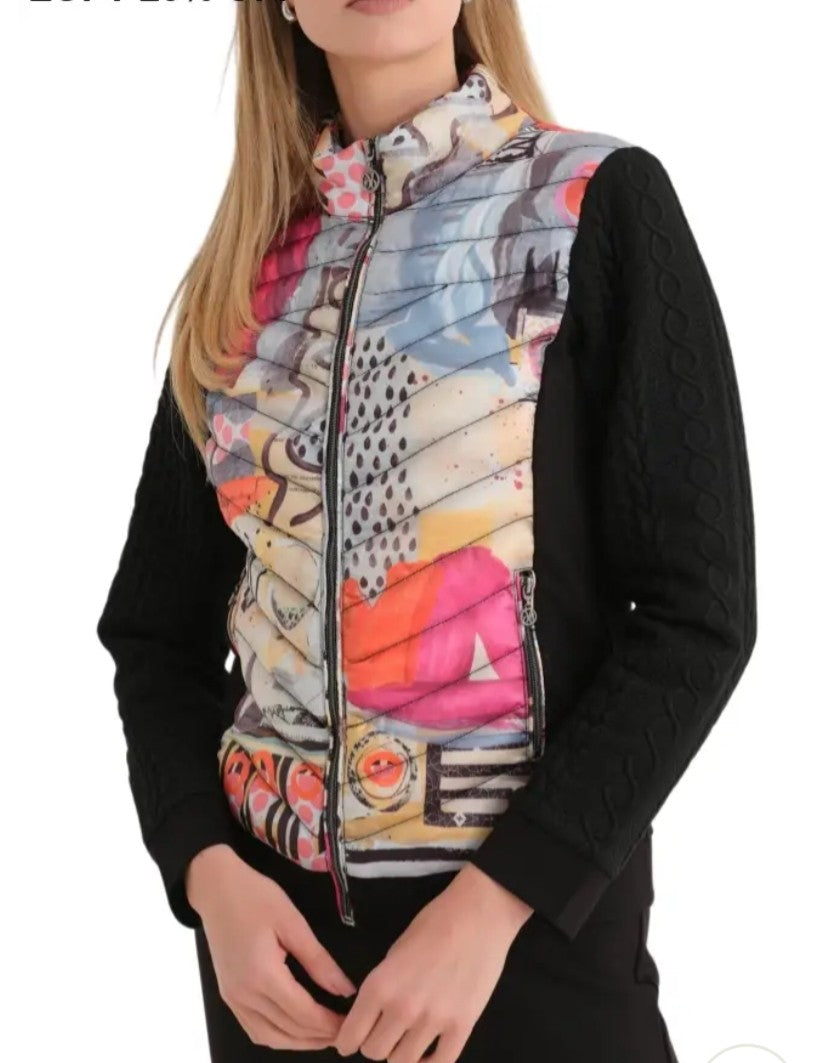 Dolcezza multi coloured jacket with black sleeves