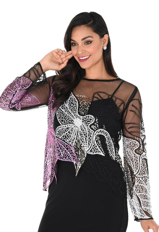 Frank Lyman sequin flower top