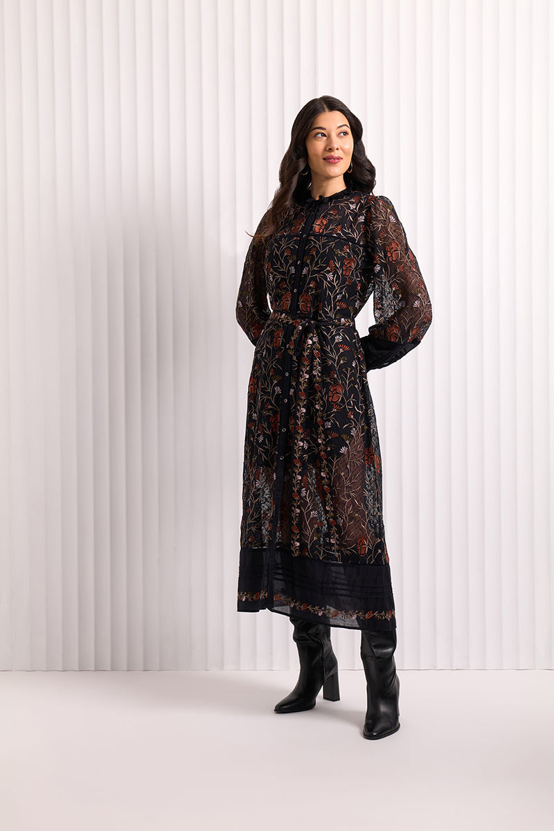 Foil embroidered dress