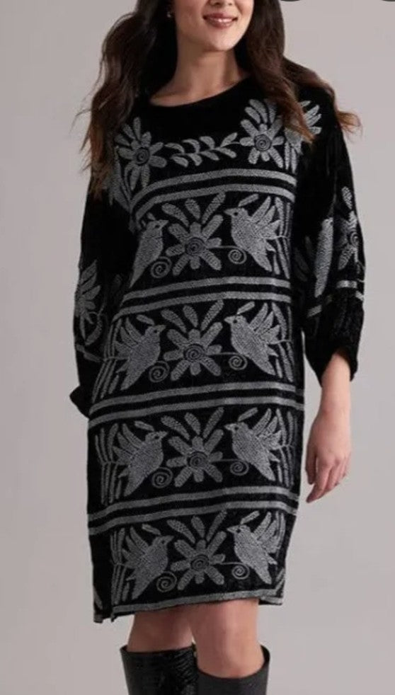 Foil velvet embroidered dress