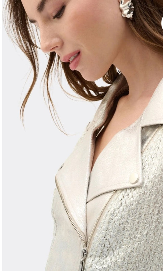 Joseph Ribkoff metallic biker jacket