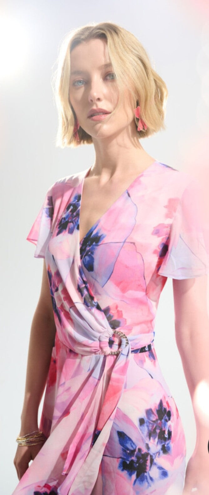 Joseph Ribkoff pink print wrap