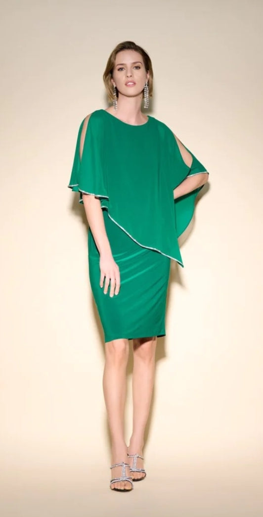 Joseph Ribkoff green dress chiffon overlay Tonia T Boutique Joseph Ribkoff green dress chiffon overlay Tonia T Boutique