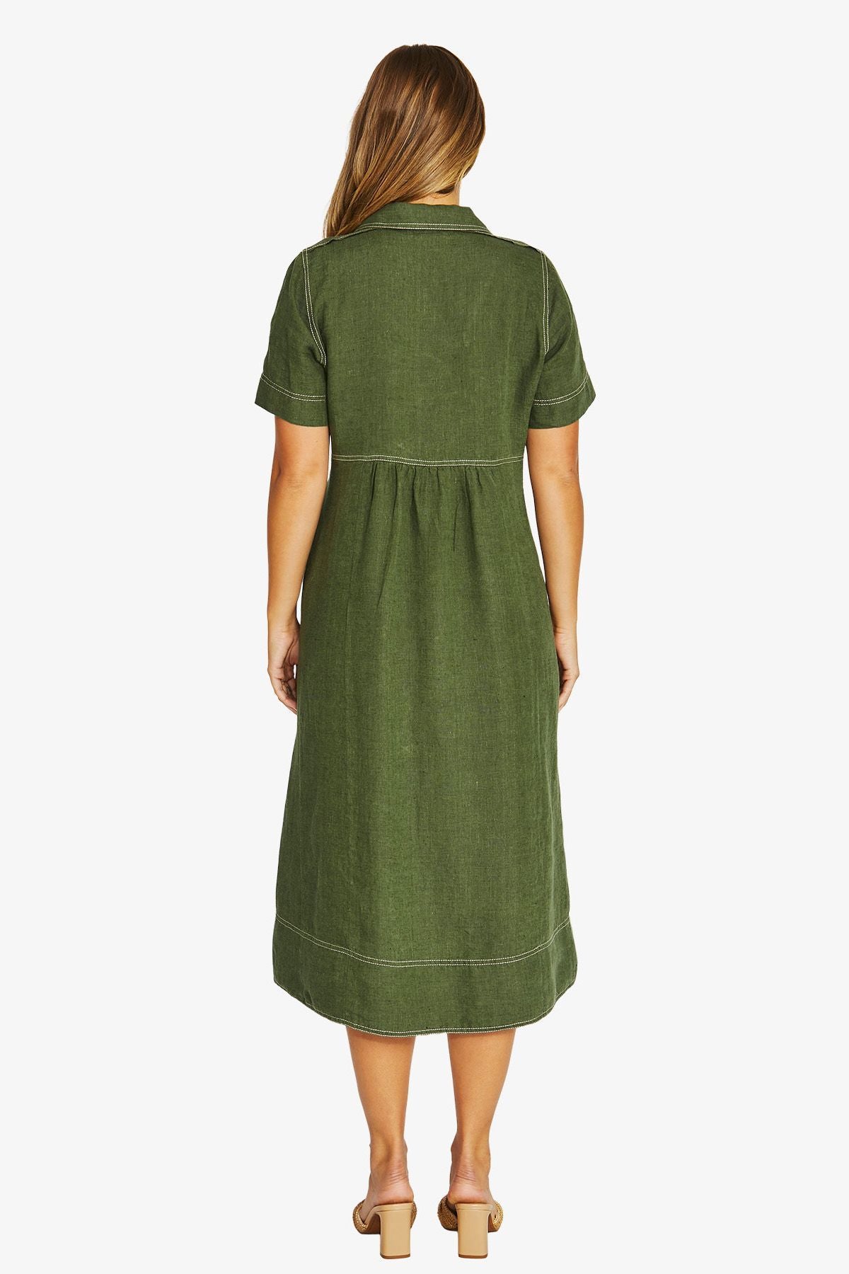 Jump seam detail dress in evergreen