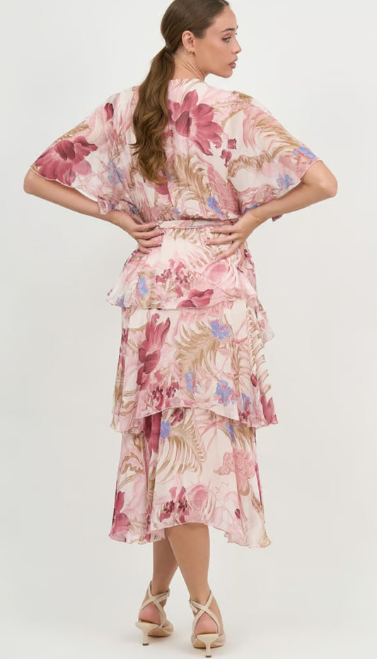 La Strada tiered silk blend dress