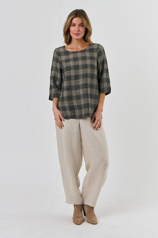 Naturals check linen top