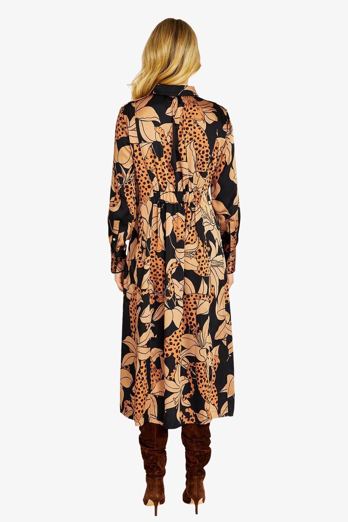 Ping Pong Spliced Animal Midi Print dress