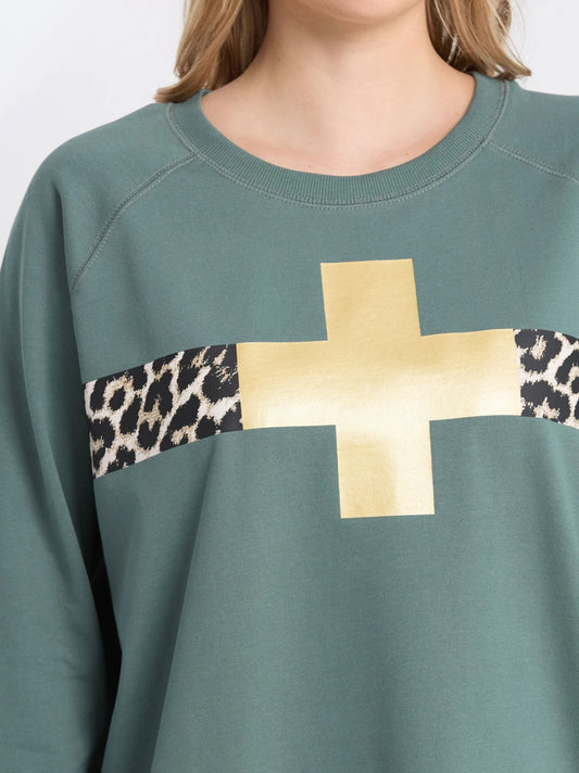 Stella and Gemma moss Star Cross Sweater