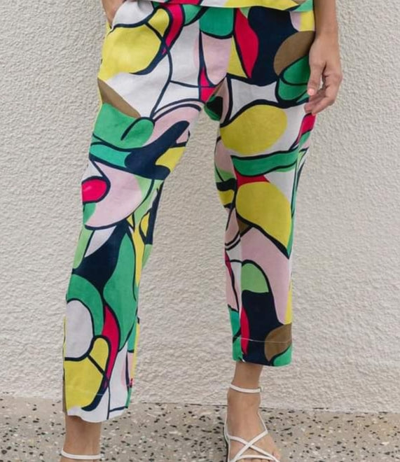 See Saw bright print linen pants