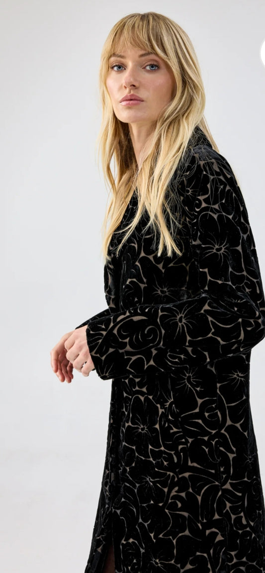 Unreal Fur flocked velvet evening coat