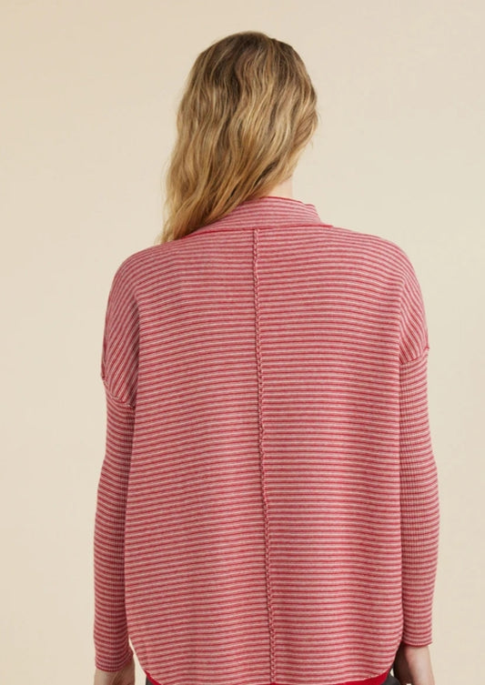 Yarra Trail Fine Stripe knit red