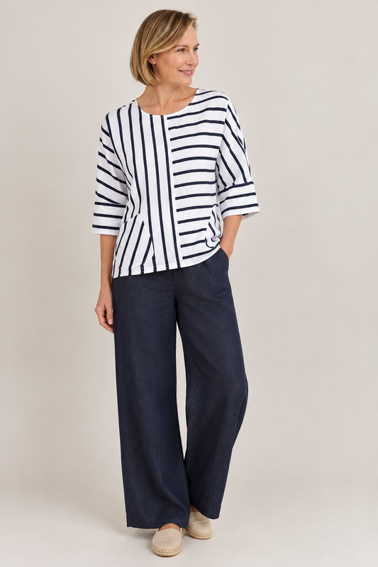See Saw stripe linen top