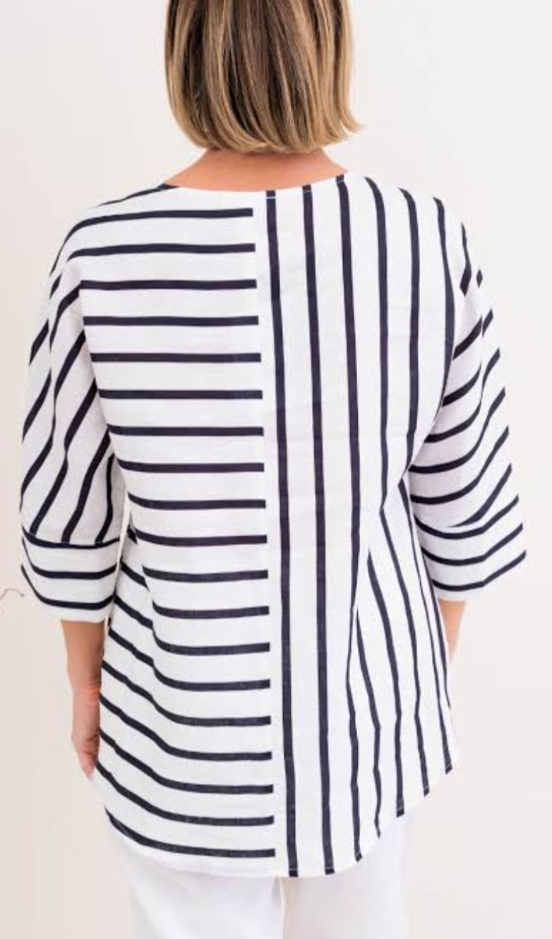 See Saw stripe linen top