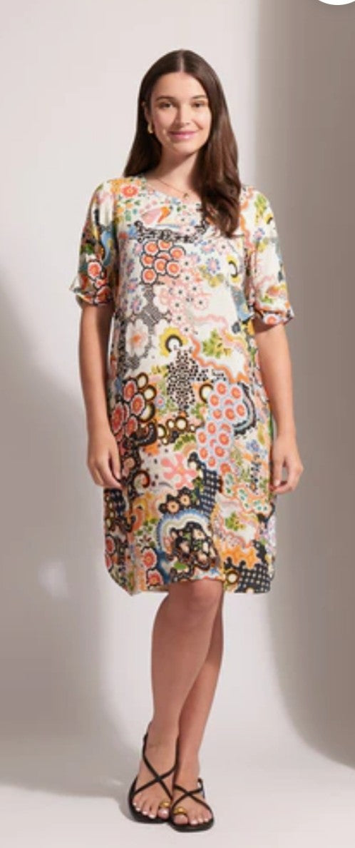 Foil dress in blossom print