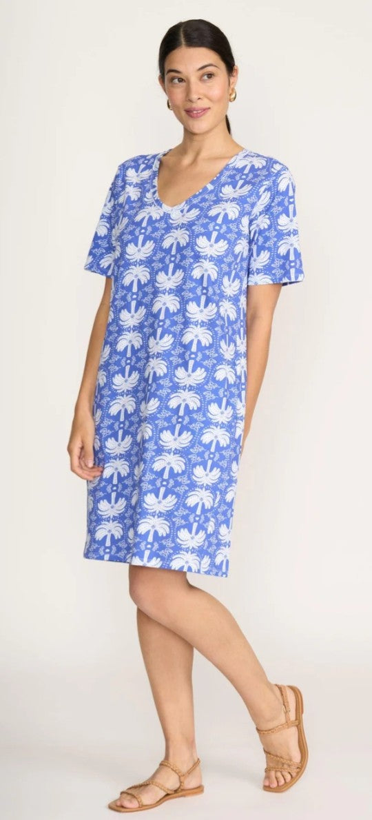 Foil palm springs print dress