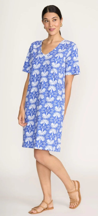 Foil palm springs print dress