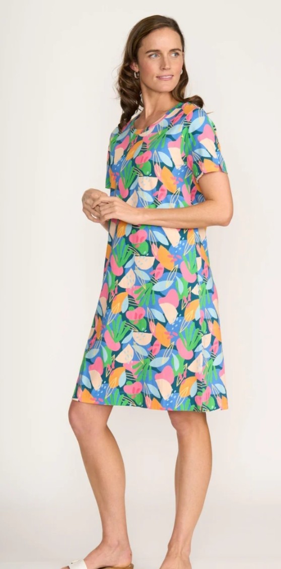 Foil leaf print dress