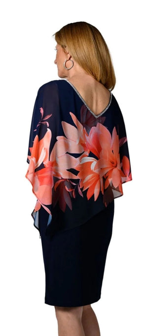 Frank Lyman navy floral overlay dress