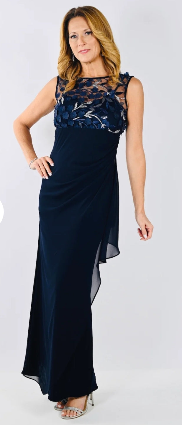 Frank Lyman long navy gown – Tonia T Boutique