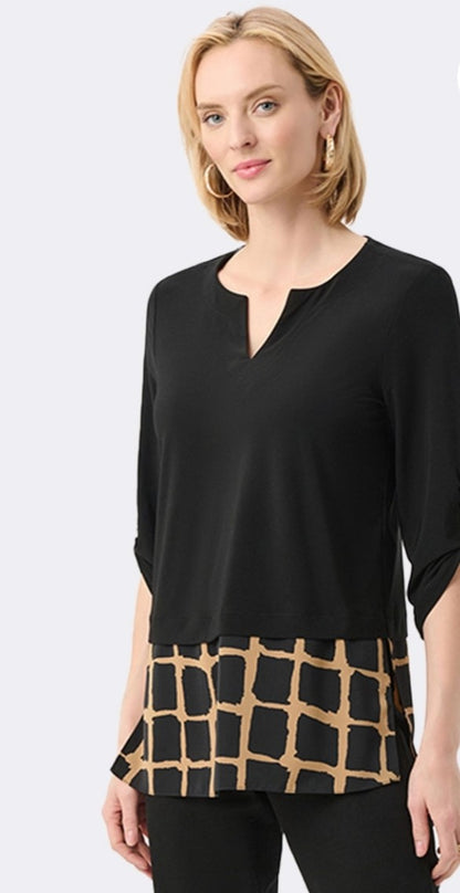 Joseph Ribkoff camel check top