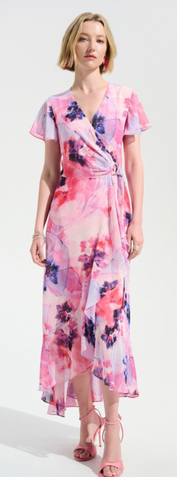 Joseph Ribkoff pink print wrap