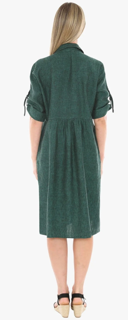 JUMP green linen dress
