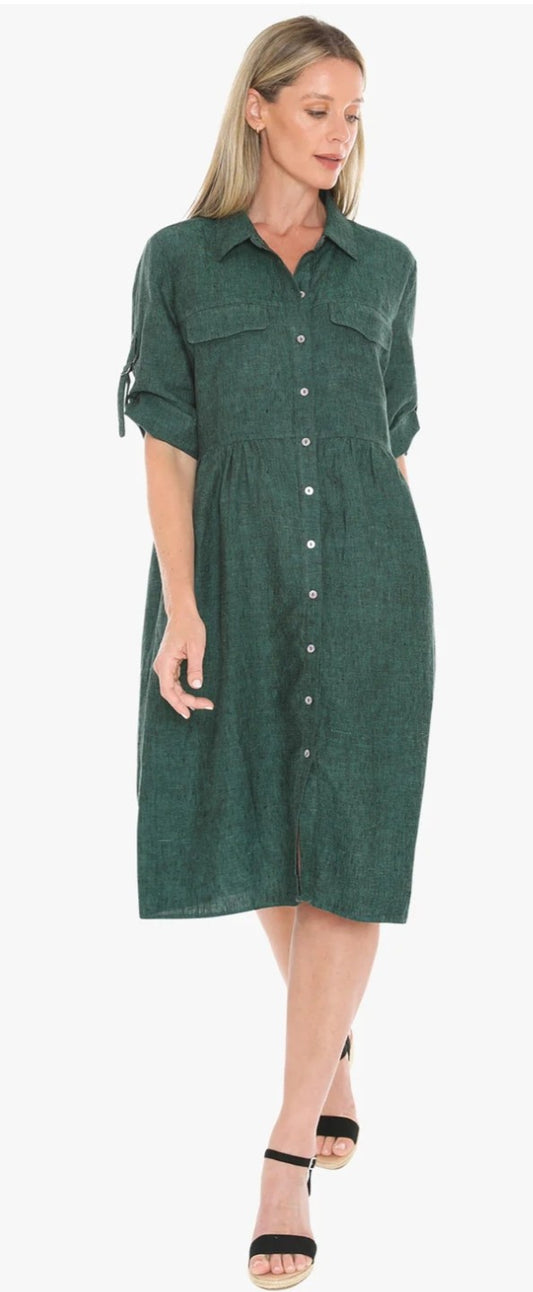 JUMP green linen dress