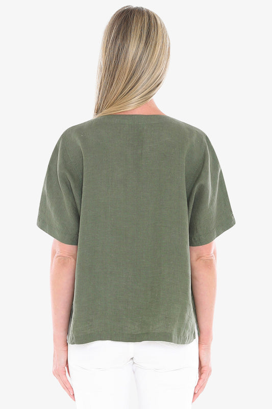 Jump pocket top in basil