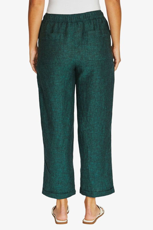 Jump relaxed drawstring linen pant in jungle