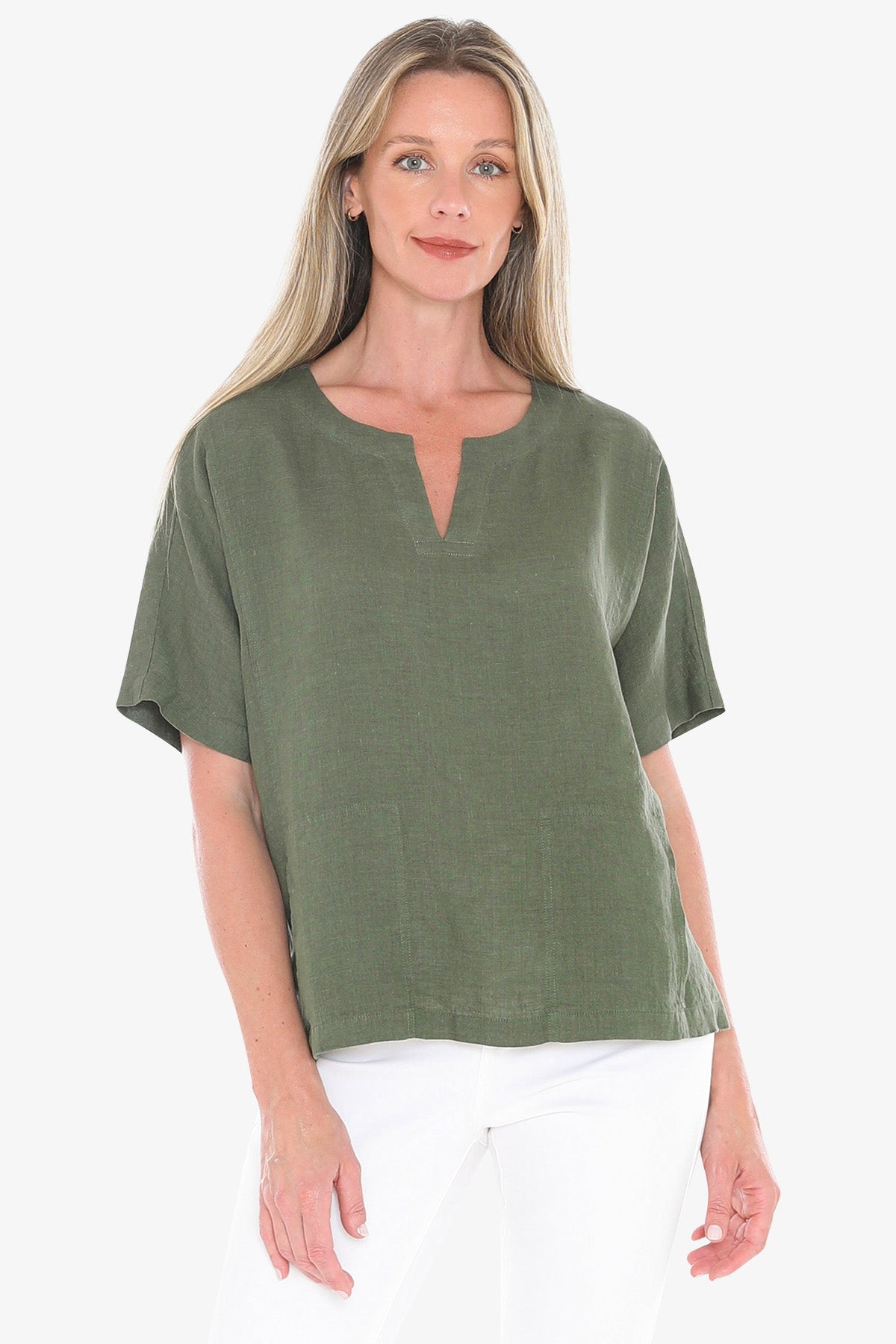 Jump pocket top in basil