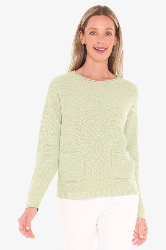Jump cotton knit in green tea