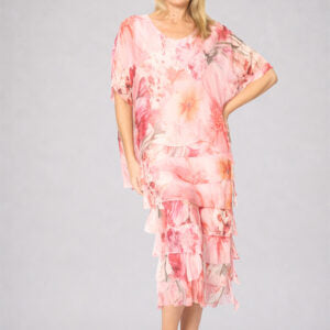 La Strada blush floral overlay dress