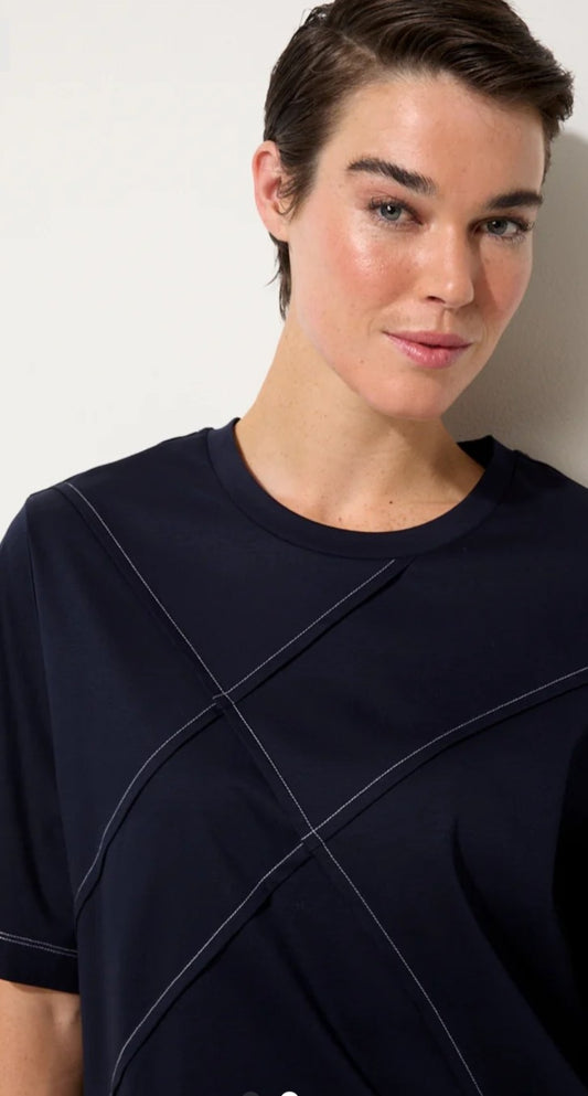 Marco Polo navy stitch tee