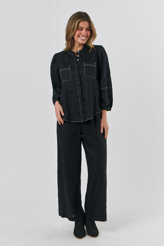 Naturals black shirt with contrast stitch