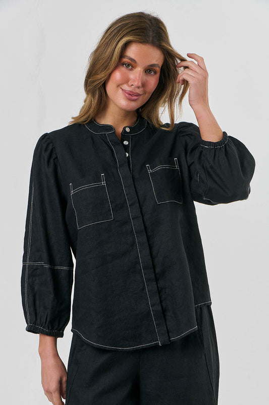 Naturals black shirt with contrast stitch
