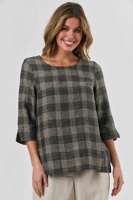 Naturals check linen top