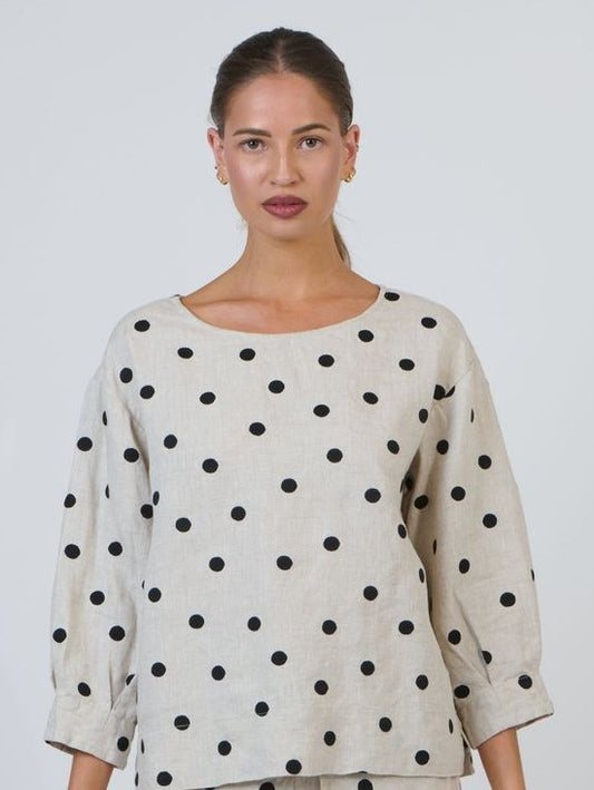 Naturals 'Poppy seed" linen top
