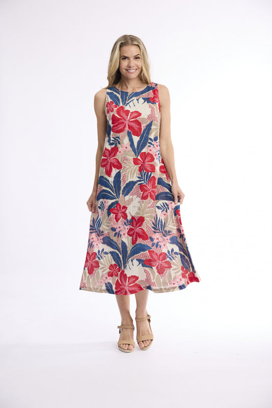Orientique midi sleeveless dress