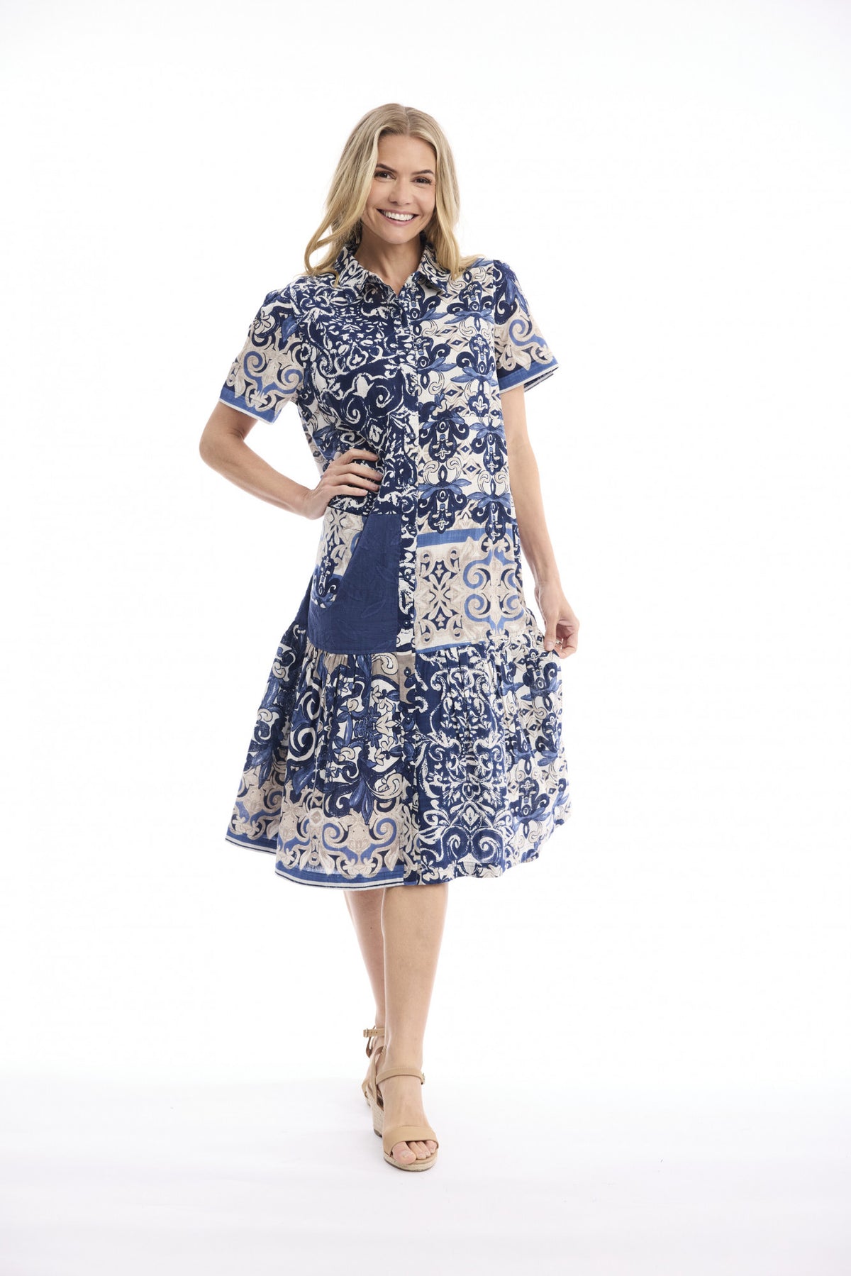 Orientique long patch dress