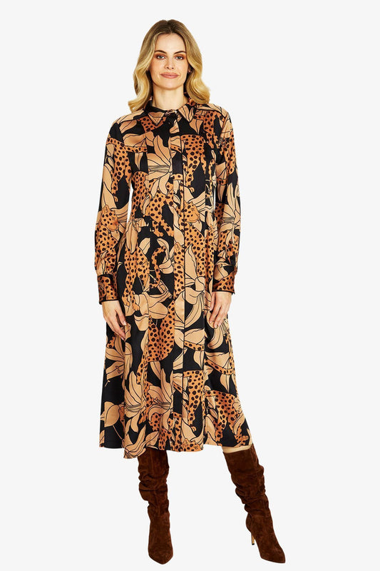 Ping Pong Spliced Animal Midi Print dress