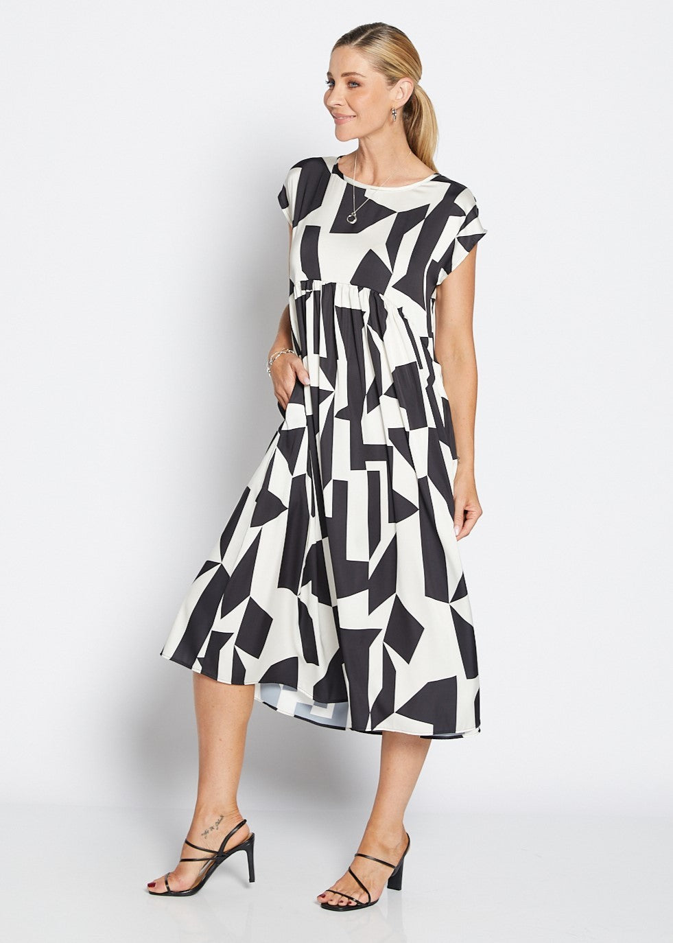 Philosophy black and cream geo dress