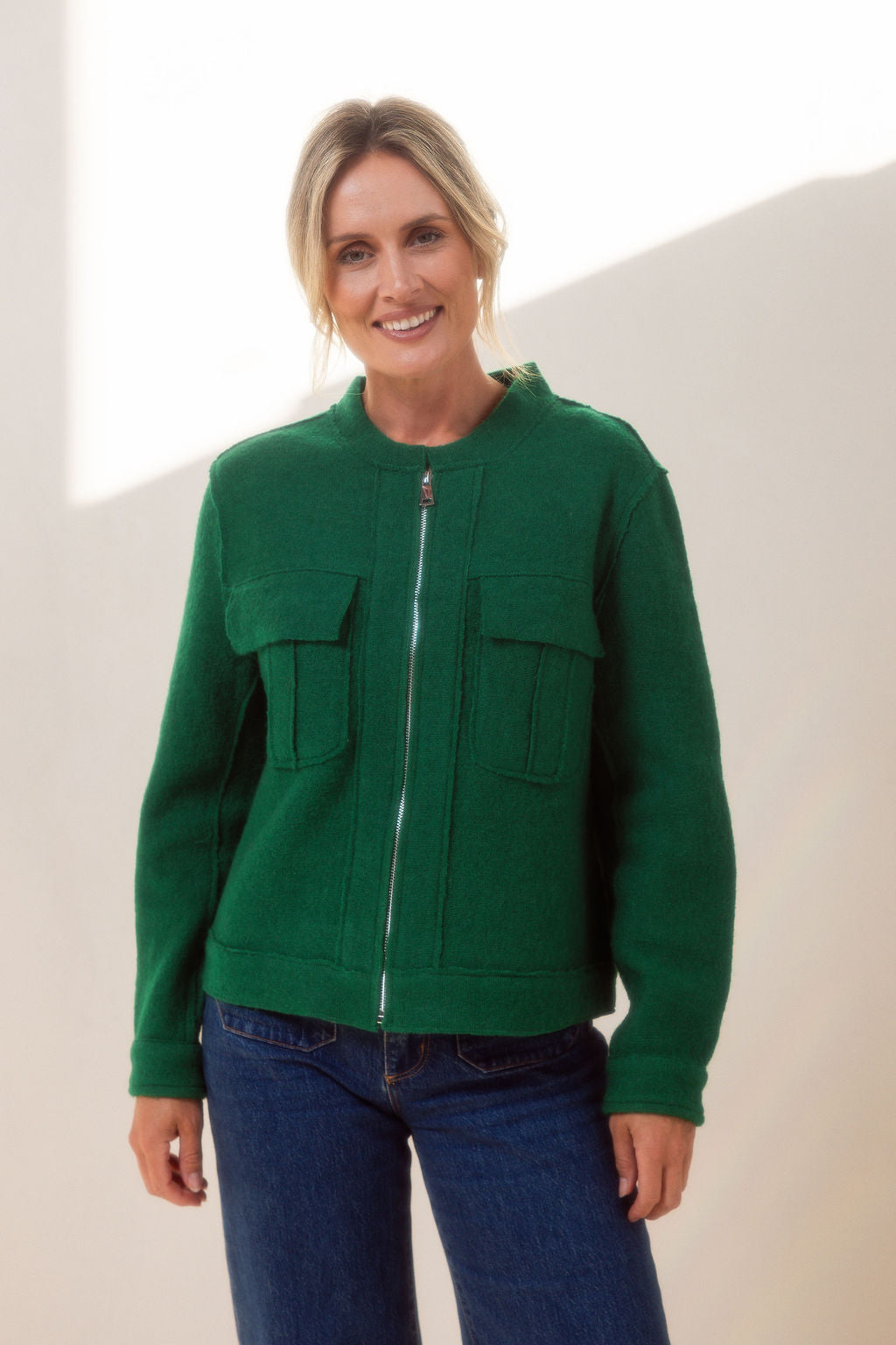 See Saw boiled wool bomber jacket