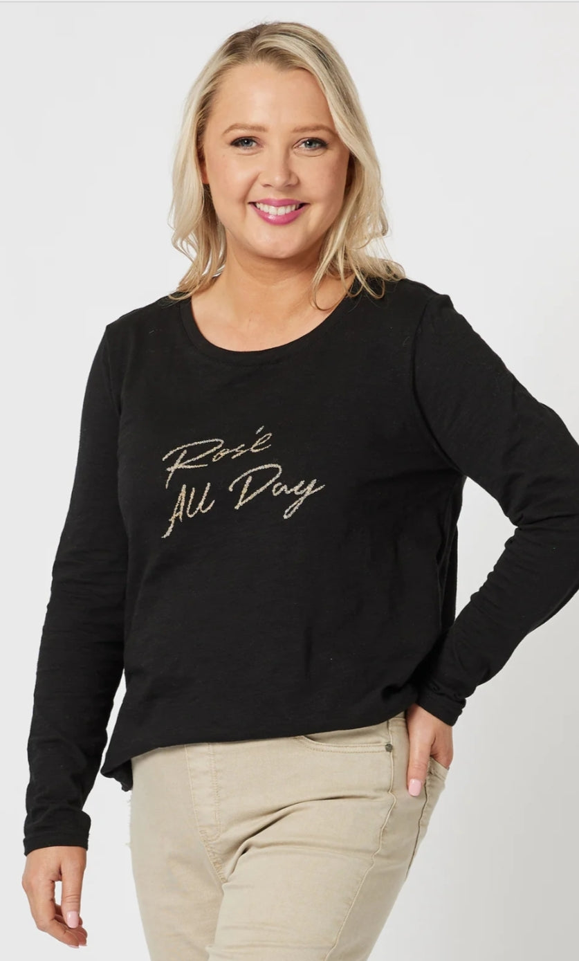 Threadz Rose all Day tee in black and white