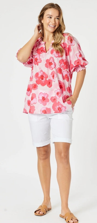 Threadz pink poppies top