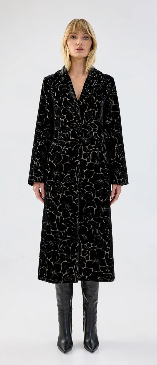 Unreal Fur flocked velvet evening coat