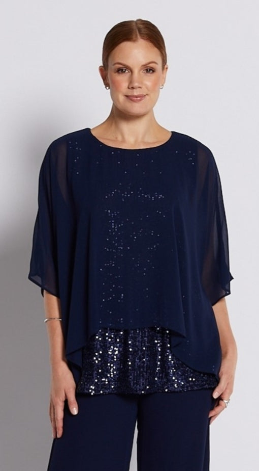 Philosophy Onyx navy layer sparkle top