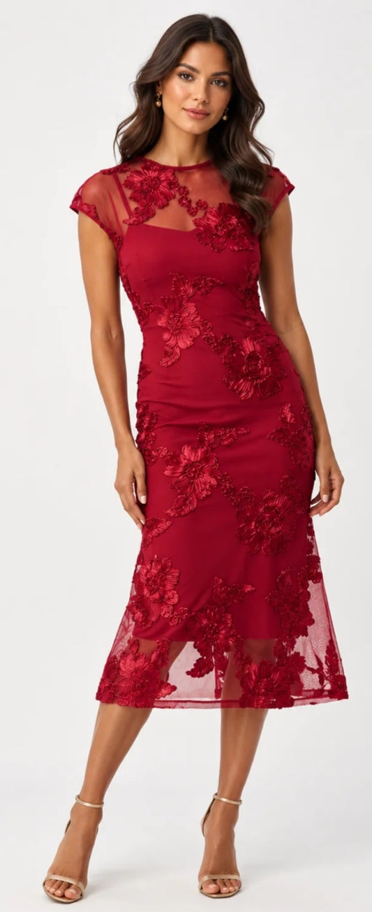 Joseph Ribkoff red lace dress