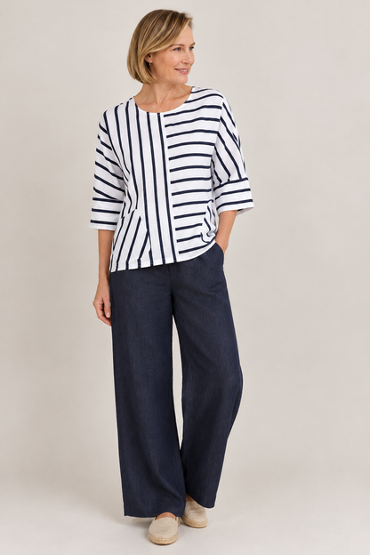 See Saw stripe linen top