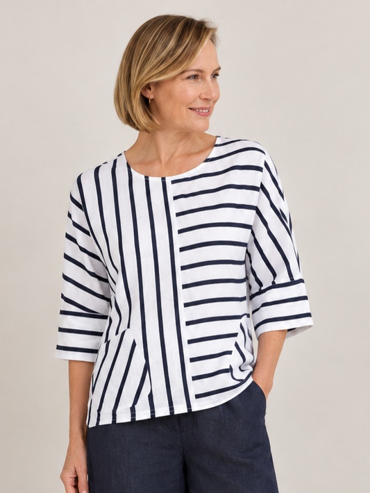 See Saw stripe linen top